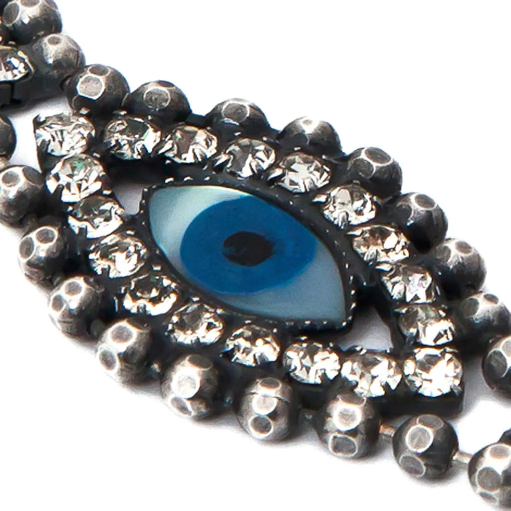 Mother of Pearl Evil Eye Swarovski Crystal Ball Chain Bracelet