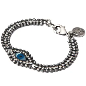 Mother of Pearl Evil Eye Swarovski Crystal Ball Chain Bracelet