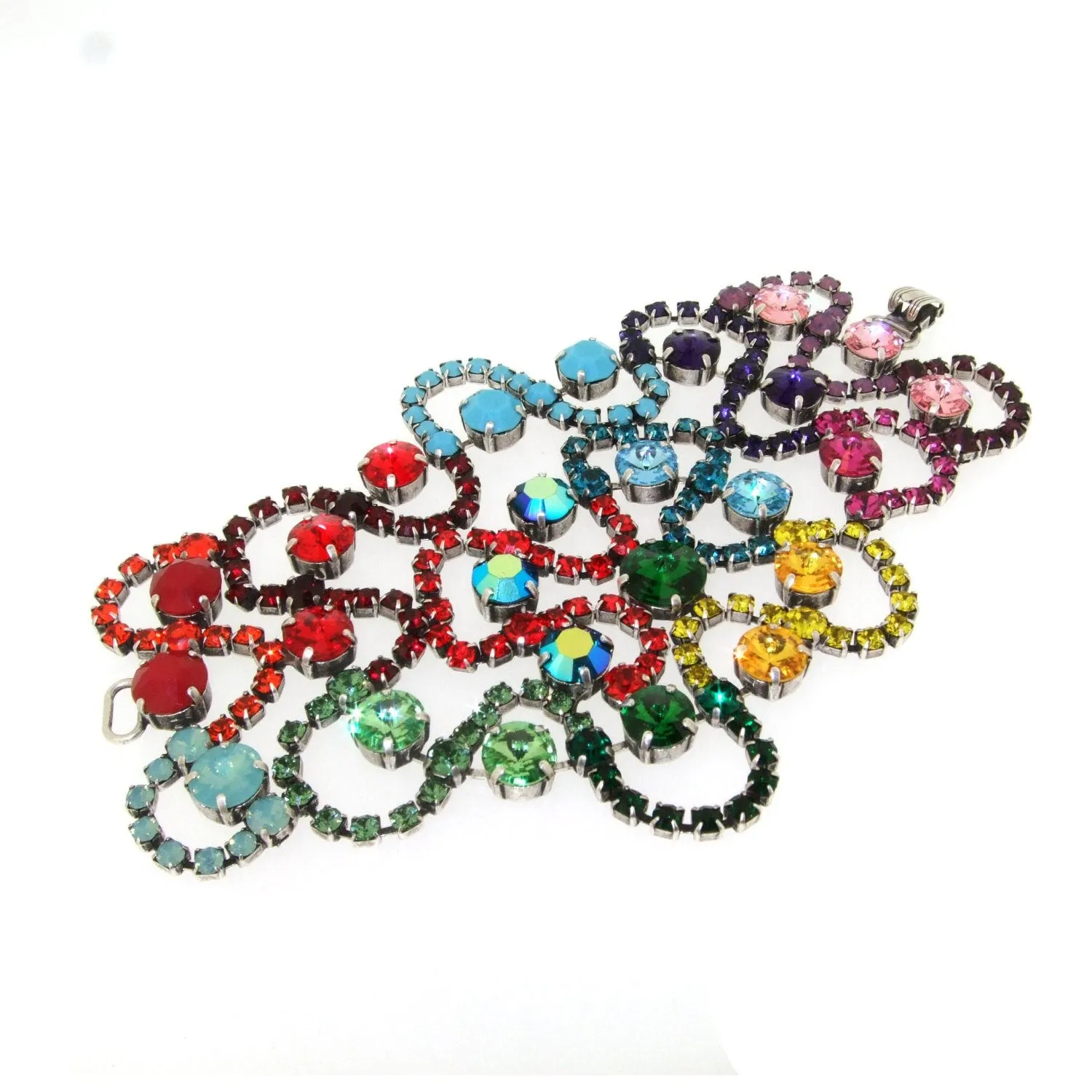 Multi-Coloured Swarovski Rainbow Crystal Bracelet by Frangos