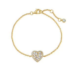 Multicut Pave Heart Shaped 7'' Extending Bracelet