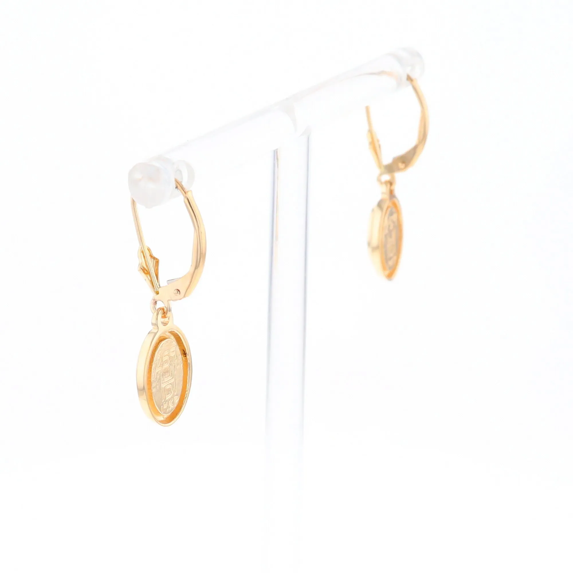 Oval Lapis Inlaid Earrings