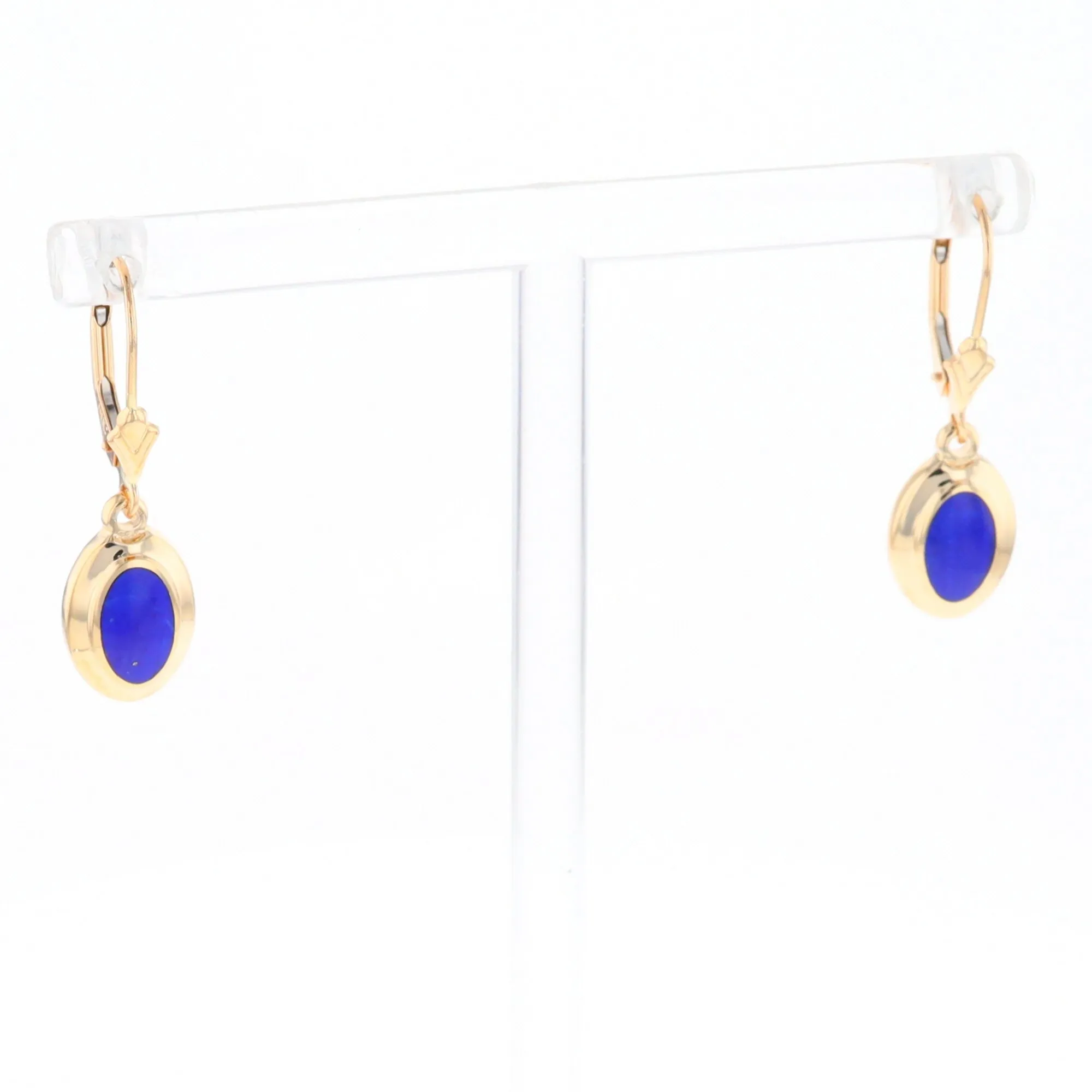 Oval Lapis Inlaid Earrings