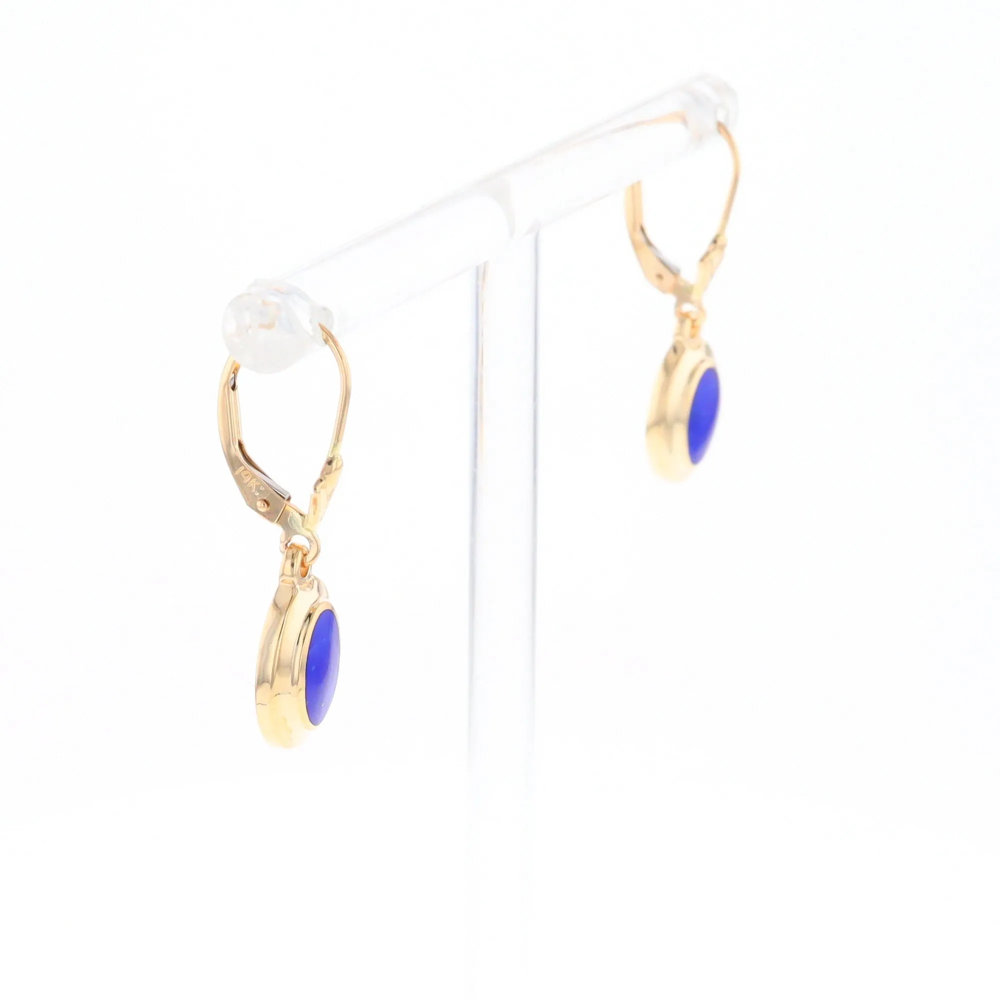 Oval Lapis Inlaid Earrings