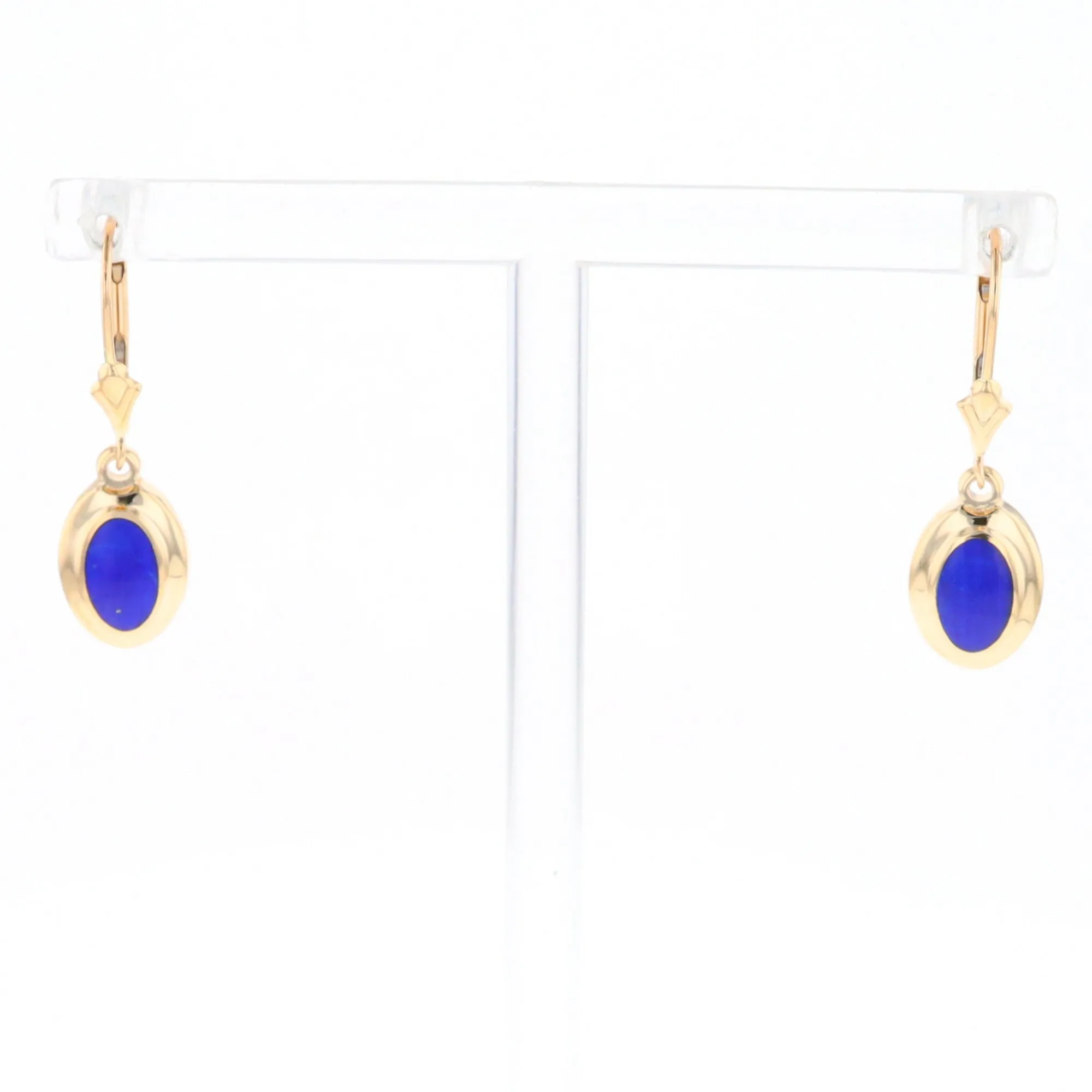 Oval Lapis Inlaid Earrings