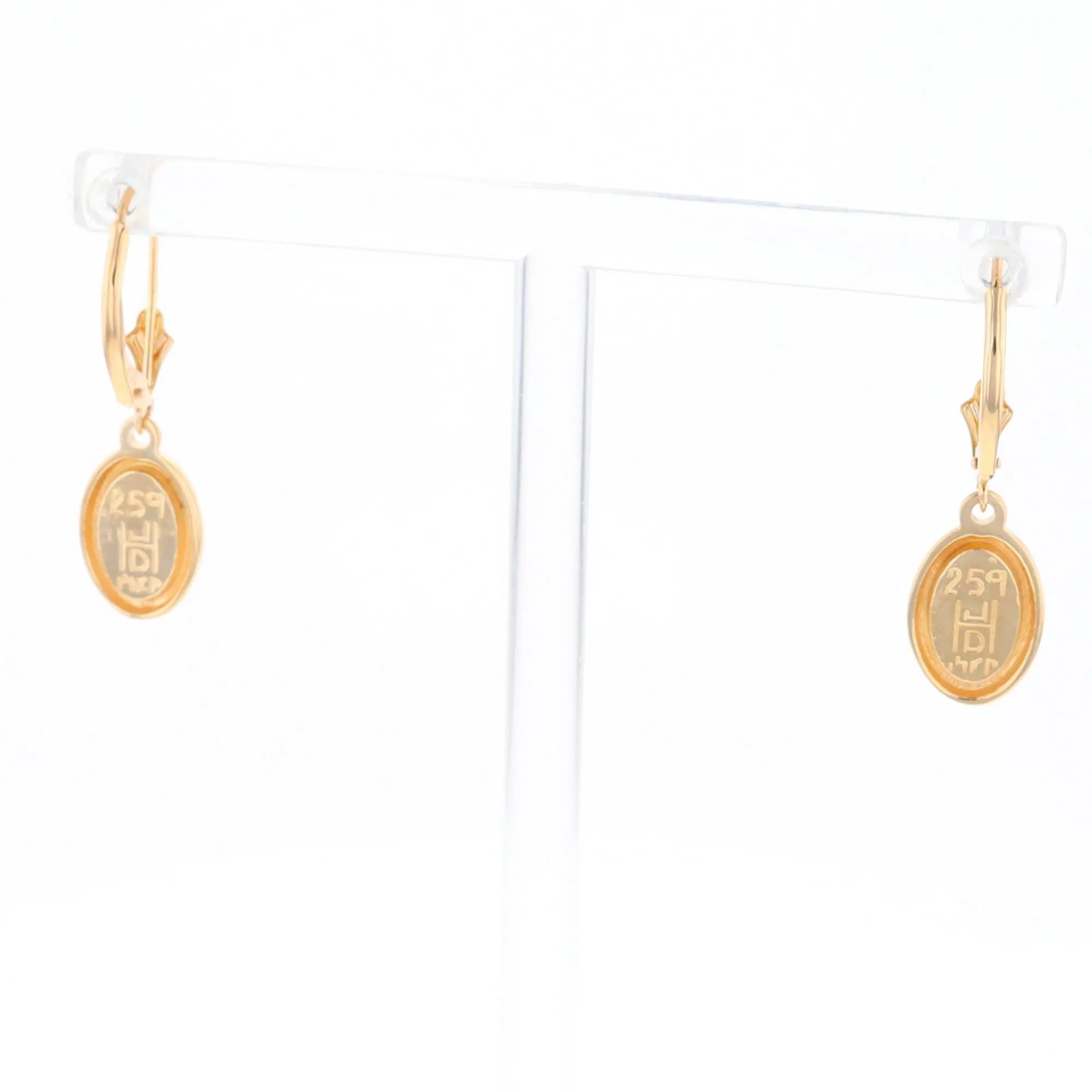 Oval Lapis Inlaid Earrings