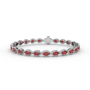 Pear-Shaped Diamond & Ruby Bracelet