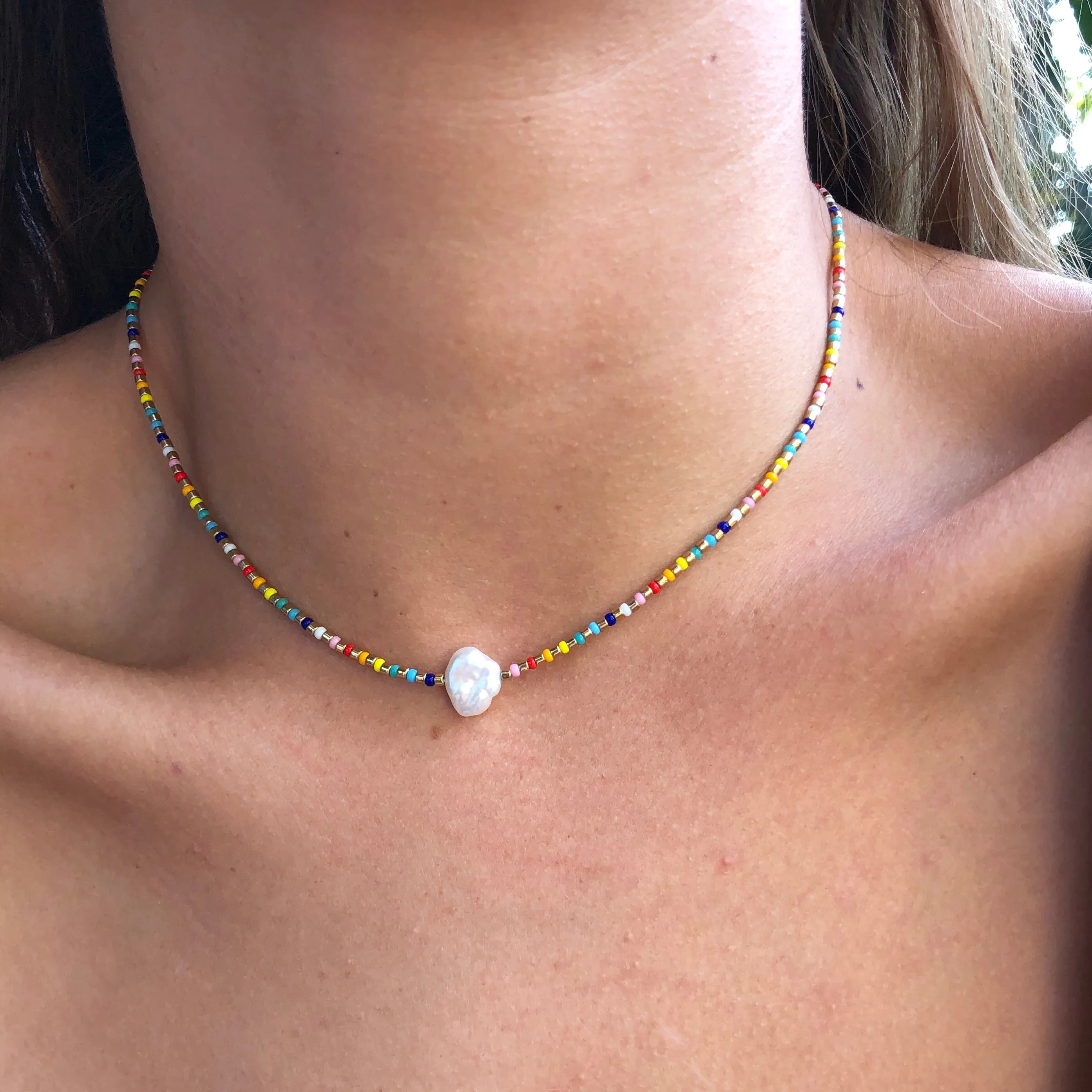 Pearly Dot Fine Bead Necklace