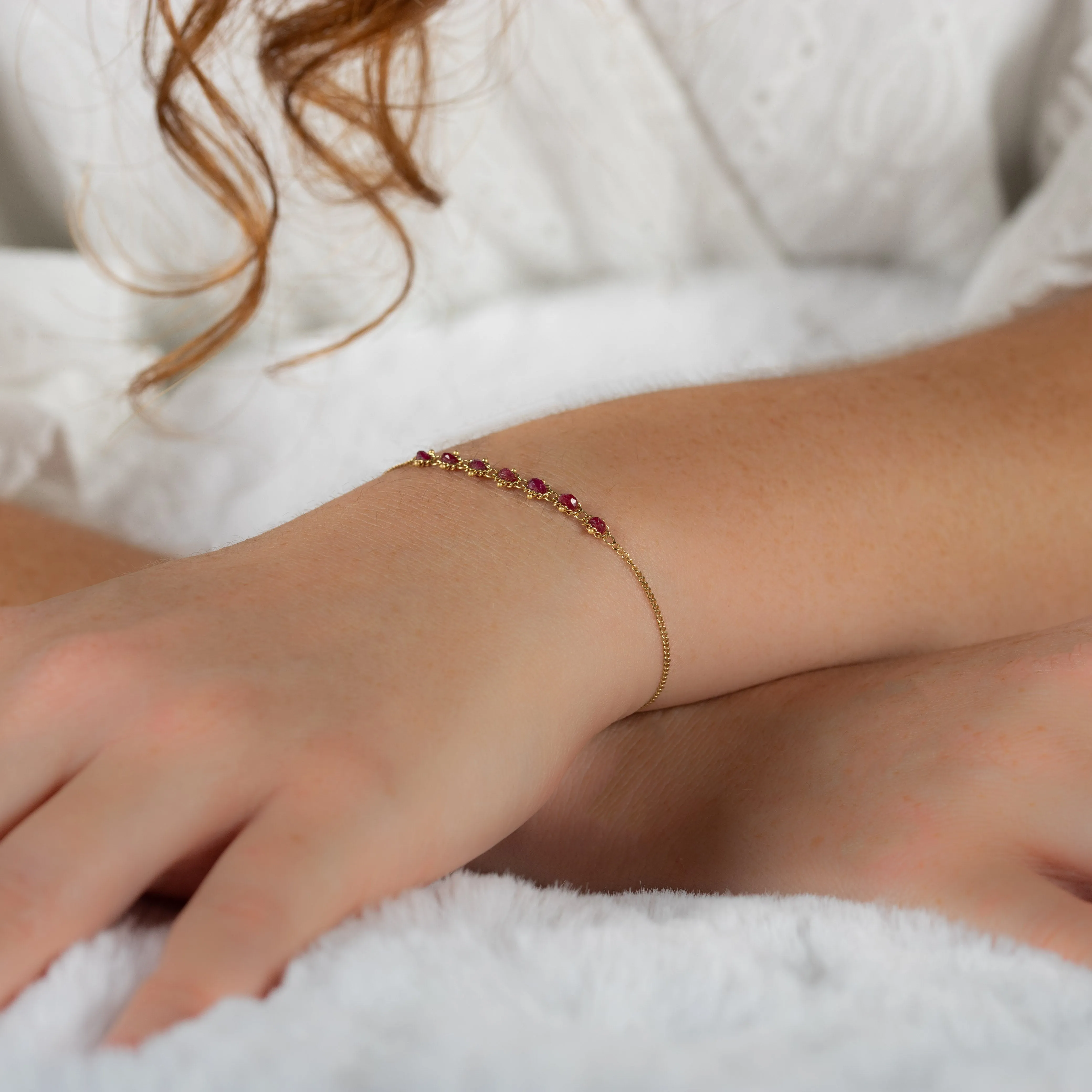 Petite Textile Bracelet in Ruby