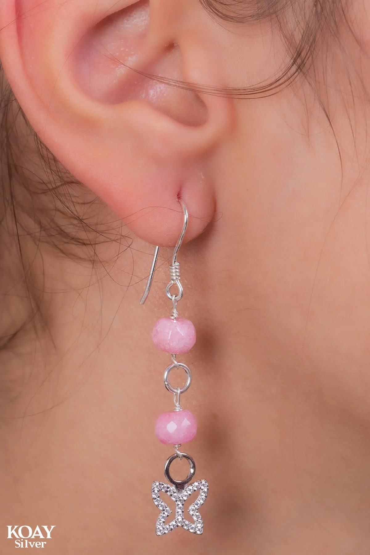 Pink Zircon Butterfly Earring