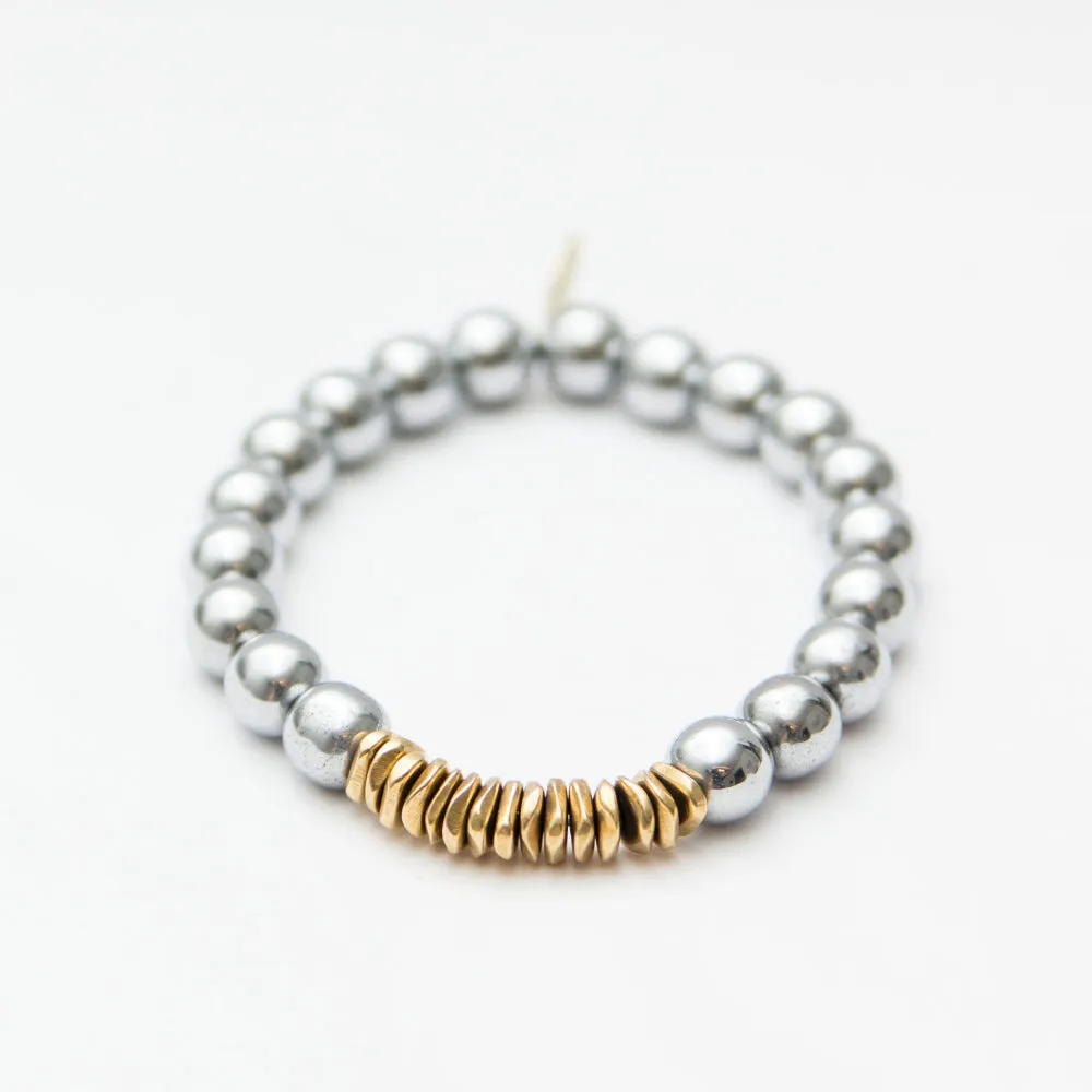 Platinum Hematite Bracelet   Vintage Brass Row