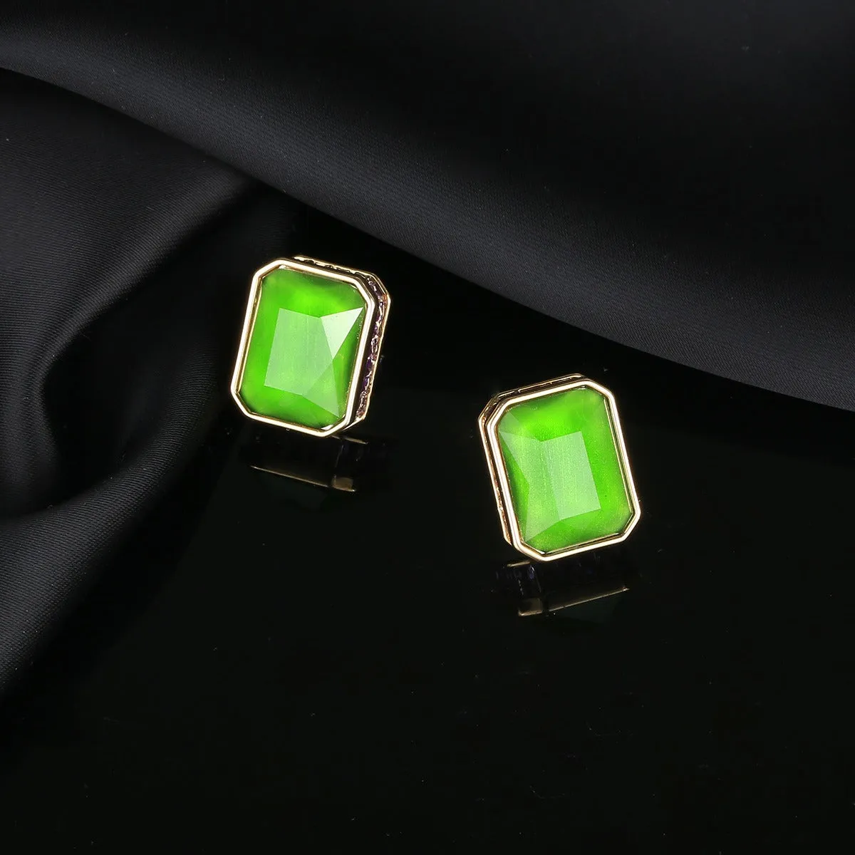 Pre Order:  Gemstone Inlaid Zircon Geometric Earrings