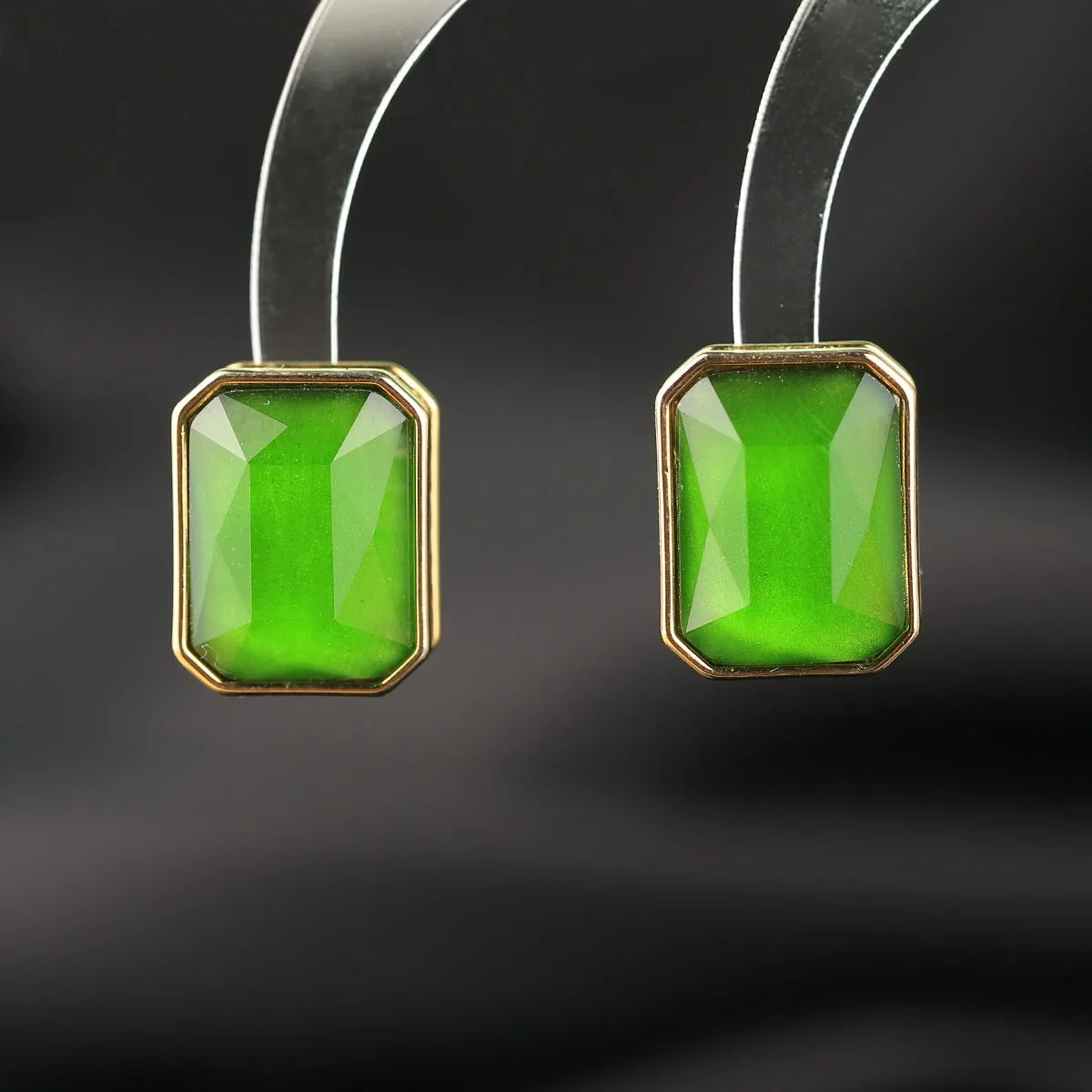 Pre Order:  Gemstone Inlaid Zircon Geometric Earrings