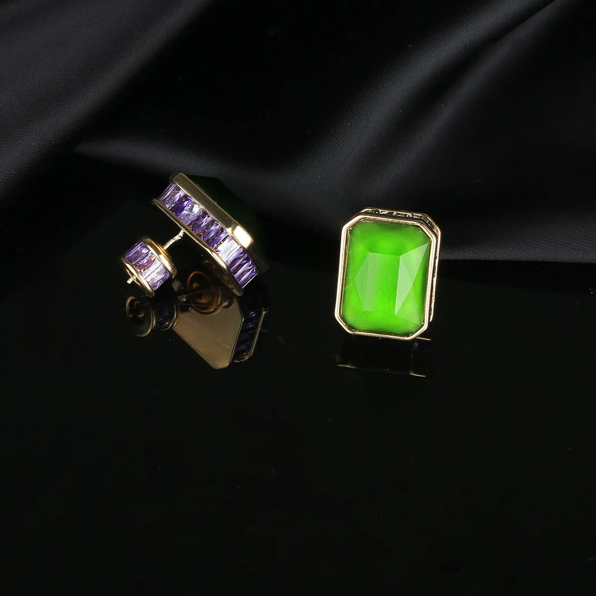 Pre Order:  Gemstone Inlaid Zircon Geometric Earrings
