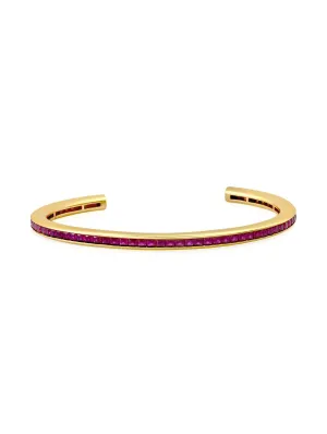 Princess Cut Ruby Color Cuff Bracelet