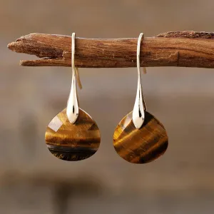 'Ritzy' Tiger Eye Gold Drop Earrings