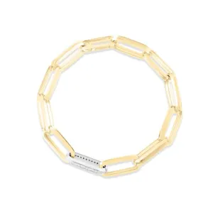 Roberto Coin Designer Gold 18K Yellow Link and Diamond Bracelet