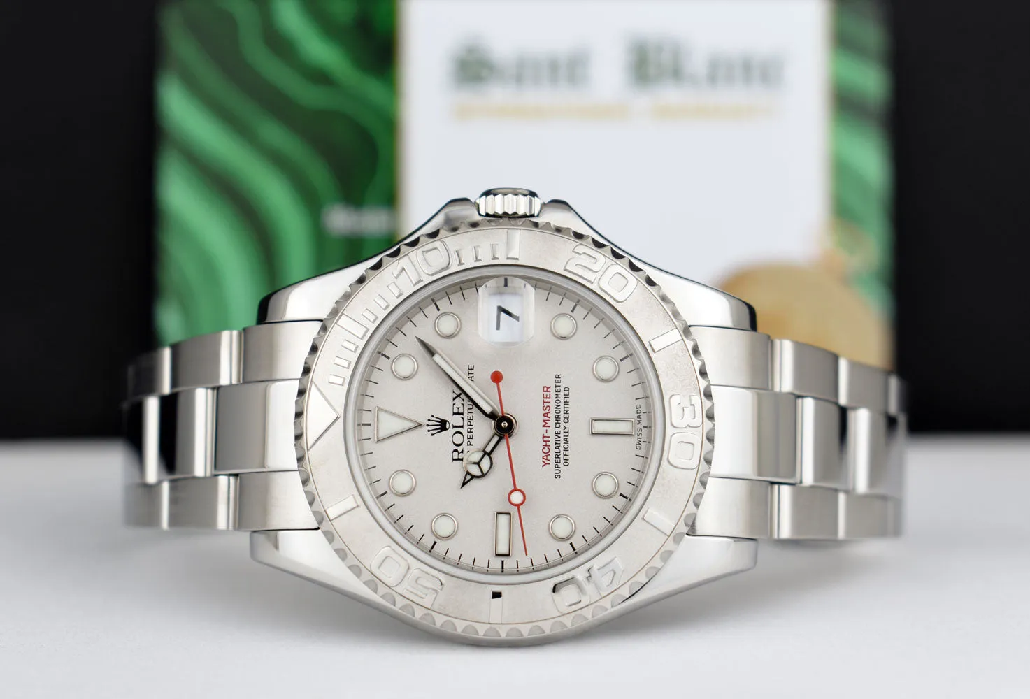 Rolex 35mm Mid-size Platinum & Stainless Steel Yachmaster Platinum Dial Model 168622