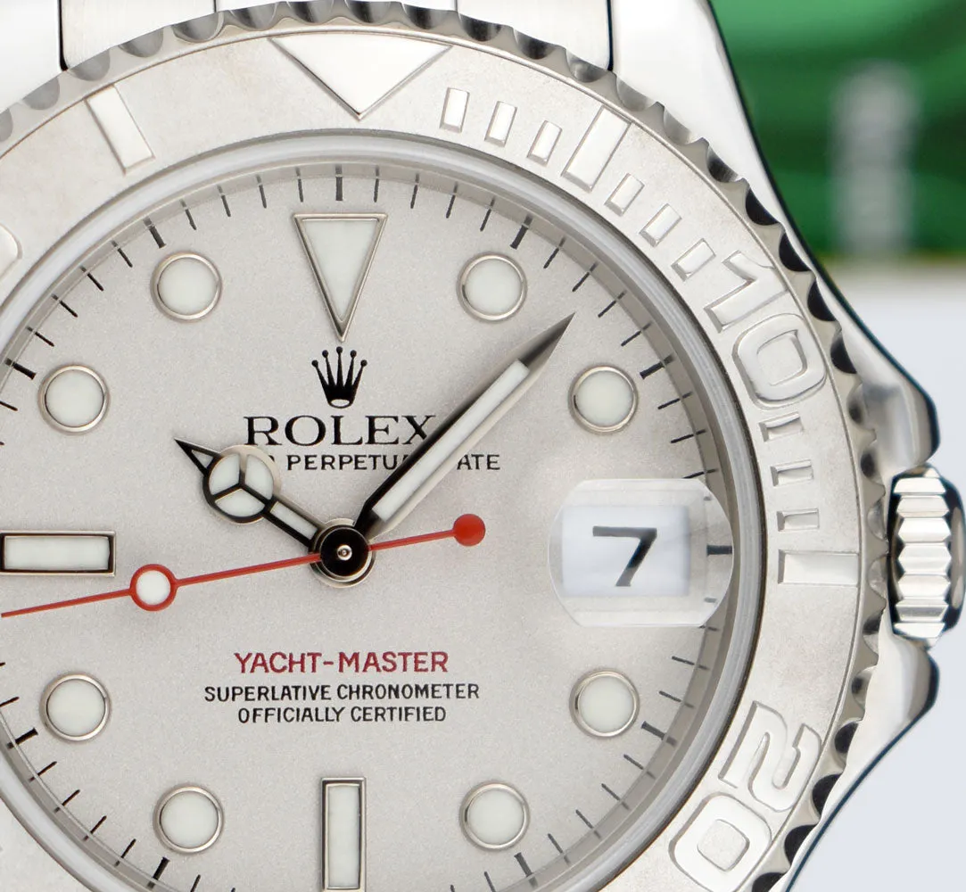 Rolex 35mm Mid-size Platinum & Stainless Steel Yachmaster Platinum Dial Model 168622