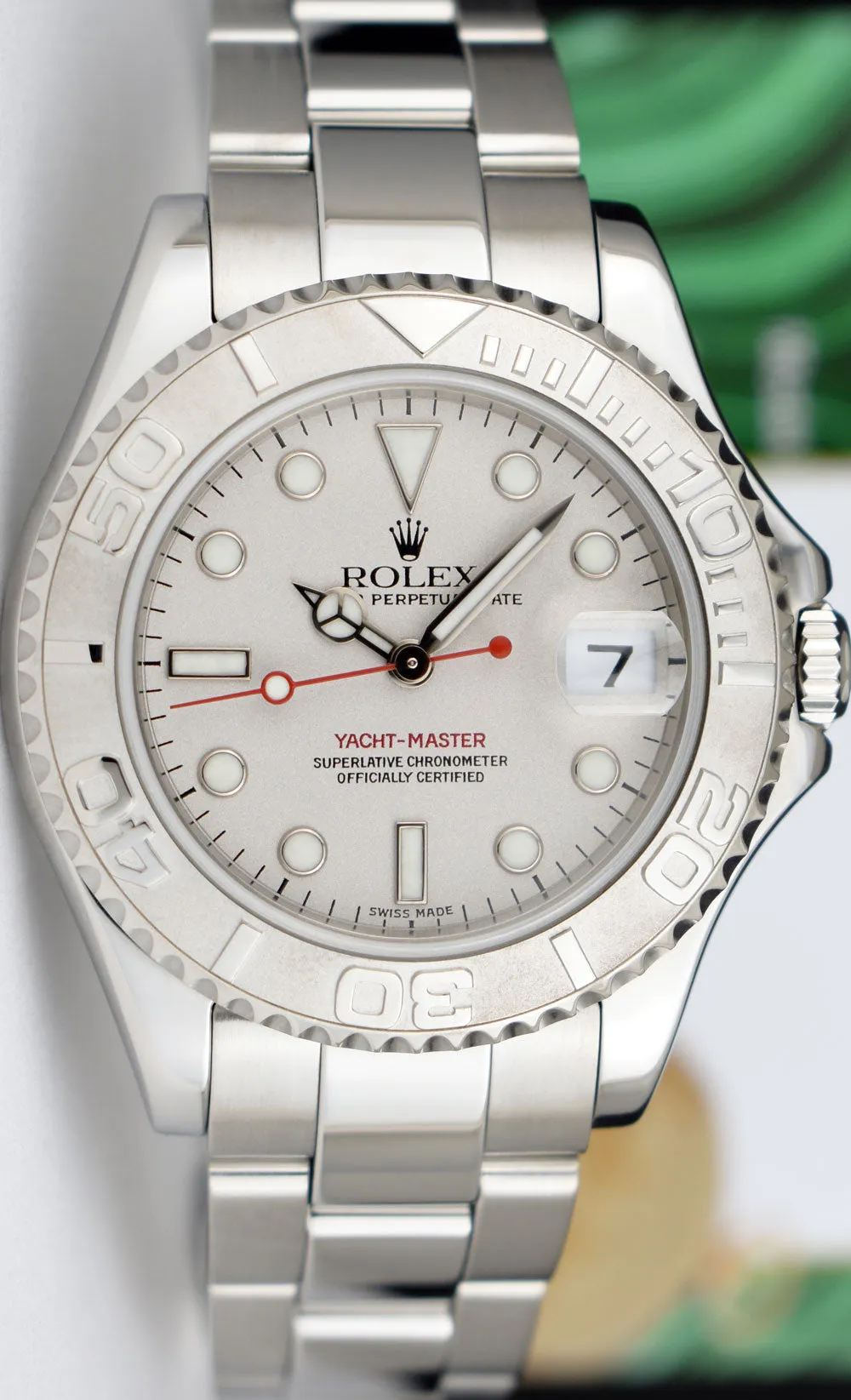 Rolex 35mm Mid-size Platinum & Stainless Steel Yachmaster Platinum Dial Model 168622