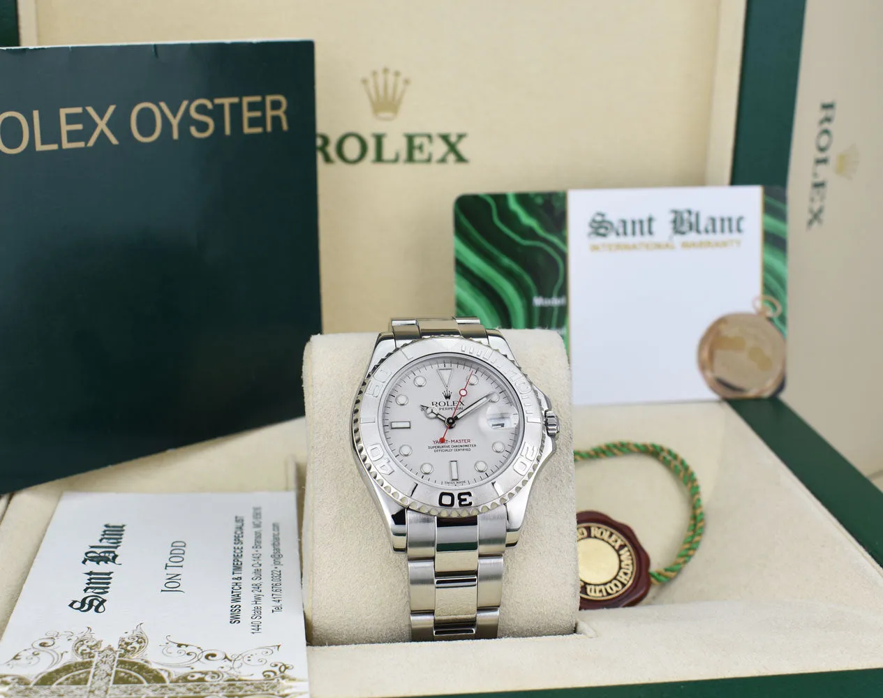 Rolex 35mm Mid-size Platinum & Stainless Steel Yachmaster Platinum Dial Model 168622