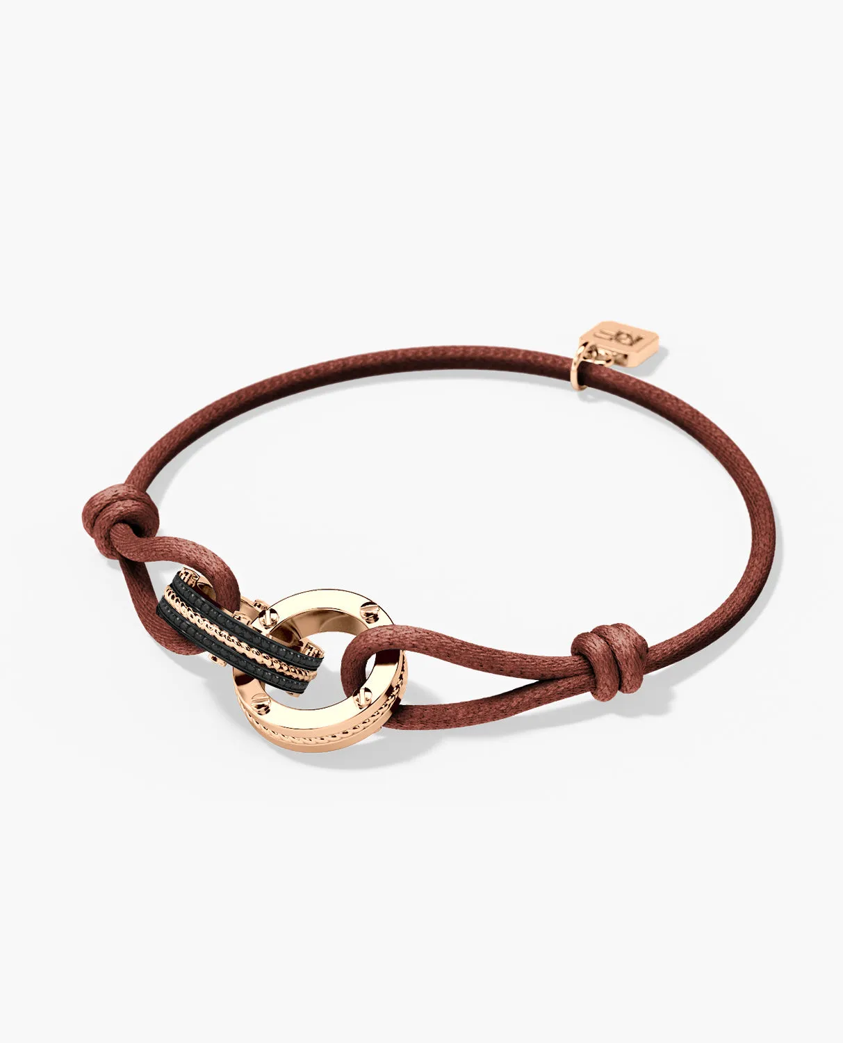 ROPES Cord Bracelet with Gold Charm & 0.20ct Black Diamonds