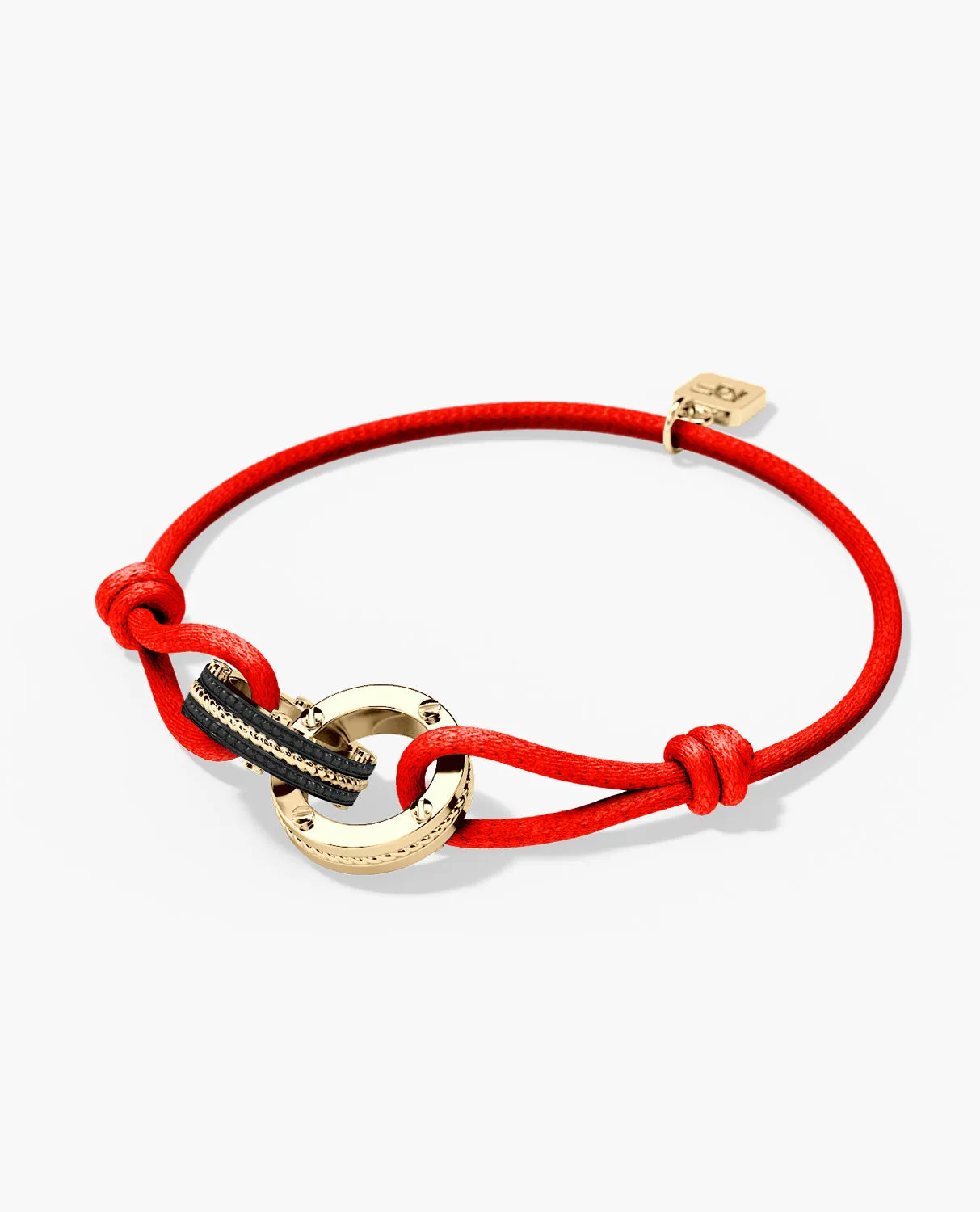 ROPES Cord Bracelet with Gold Charm & 0.20ct Black Diamonds