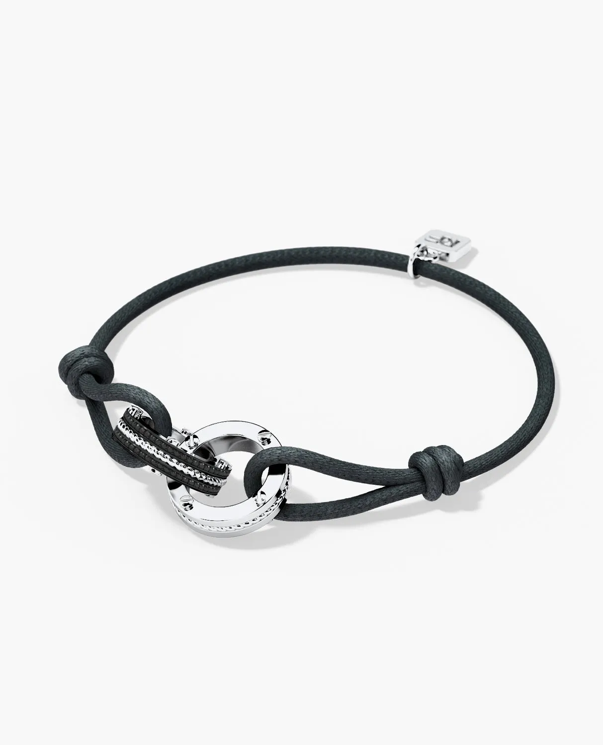 ROPES Cord Bracelet with Gold Charm & 0.20ct Black Diamonds