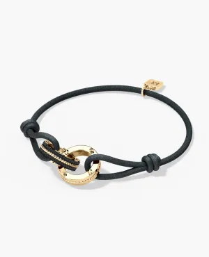 ROPES Cord Bracelet with Gold Charm & 0.20ct Black Diamonds
