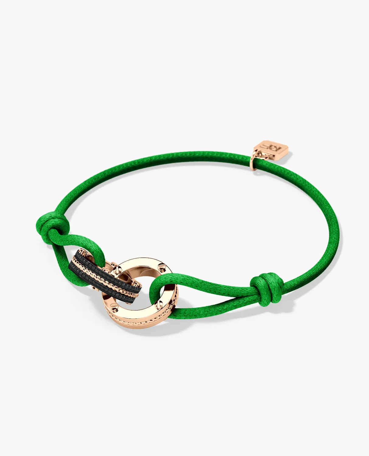 ROPES Cord Bracelet with Gold Charm & 0.20ct Black Diamonds