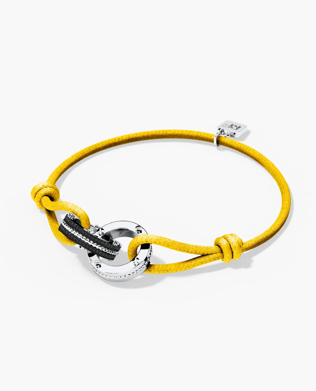 ROPES Cord Bracelet with Gold Charm & 0.20ct Black Diamonds