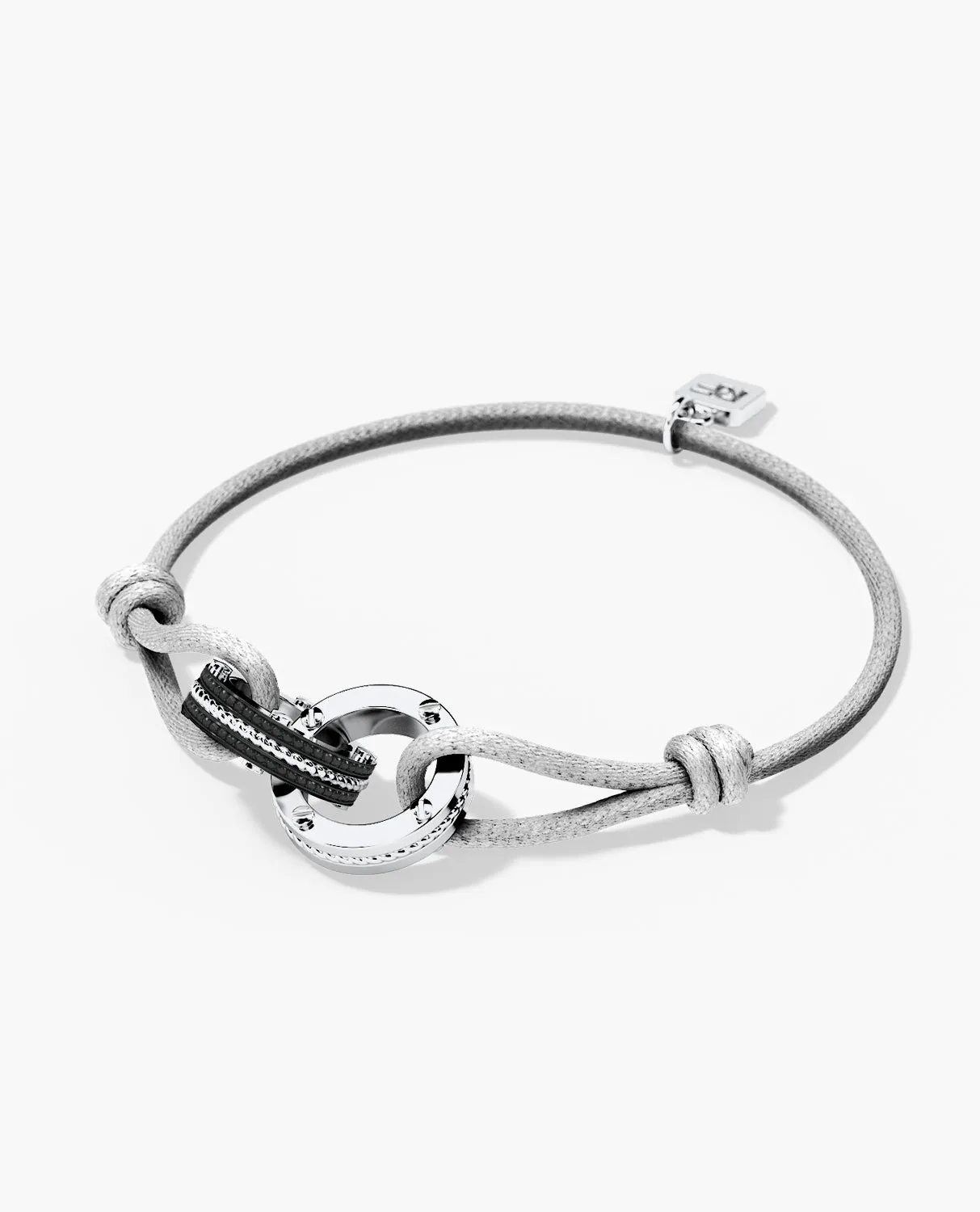ROPES Cord Bracelet with Gold Charm & 0.20ct Black Diamonds