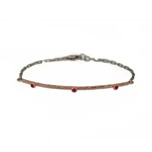 Rose Gold Ruby Bar Bracelet