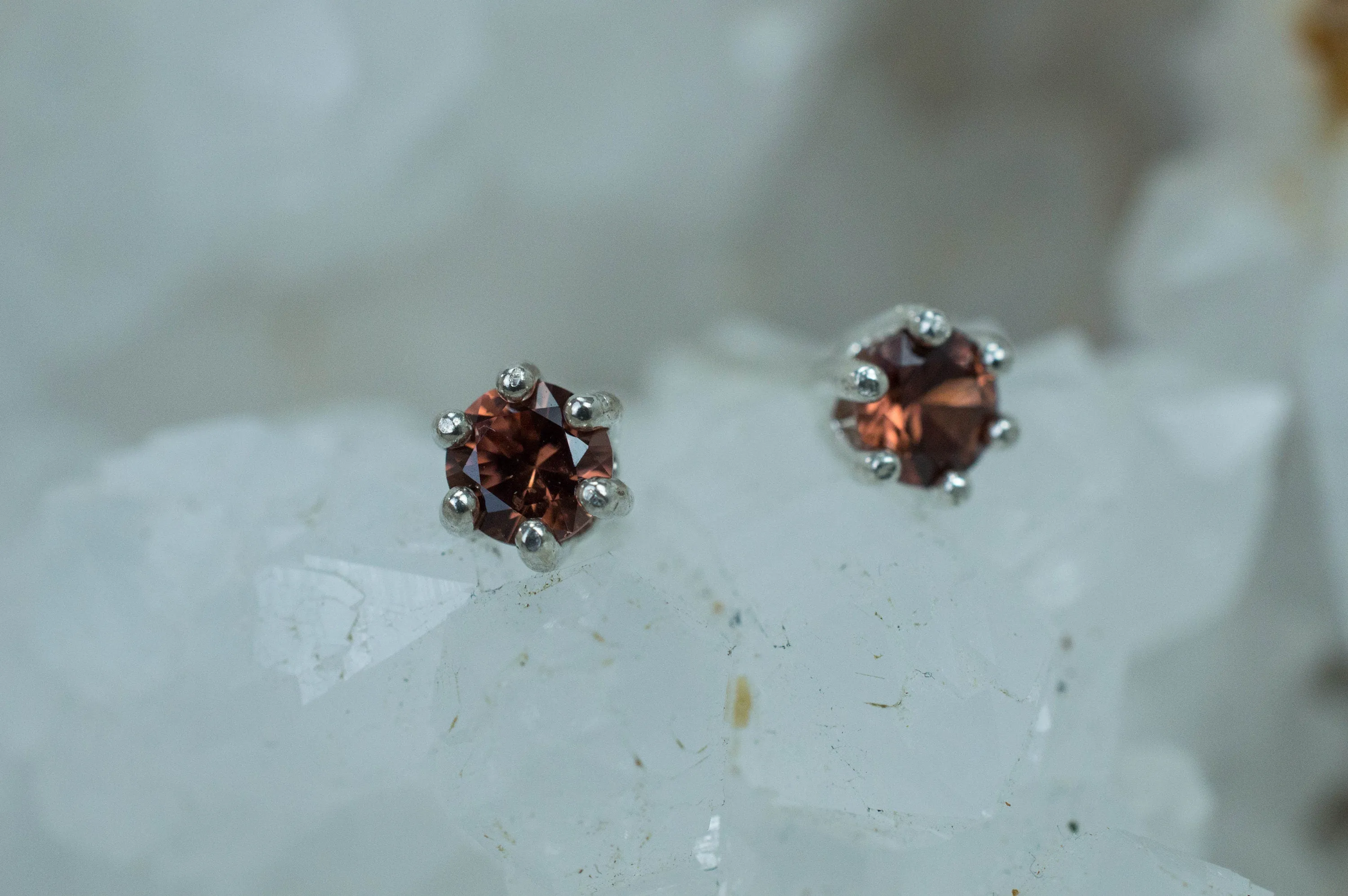 Rose Zircon Earrings; Genuine Untreated Tanzania Pink Zircon; 0.705cts