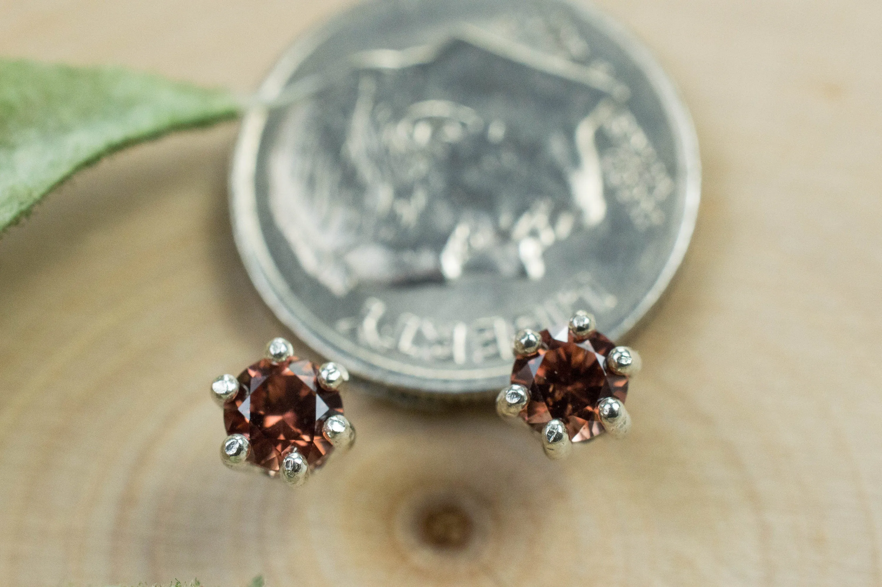 Rose Zircon Earrings; Genuine Untreated Tanzania Pink Zircon; 0.705cts