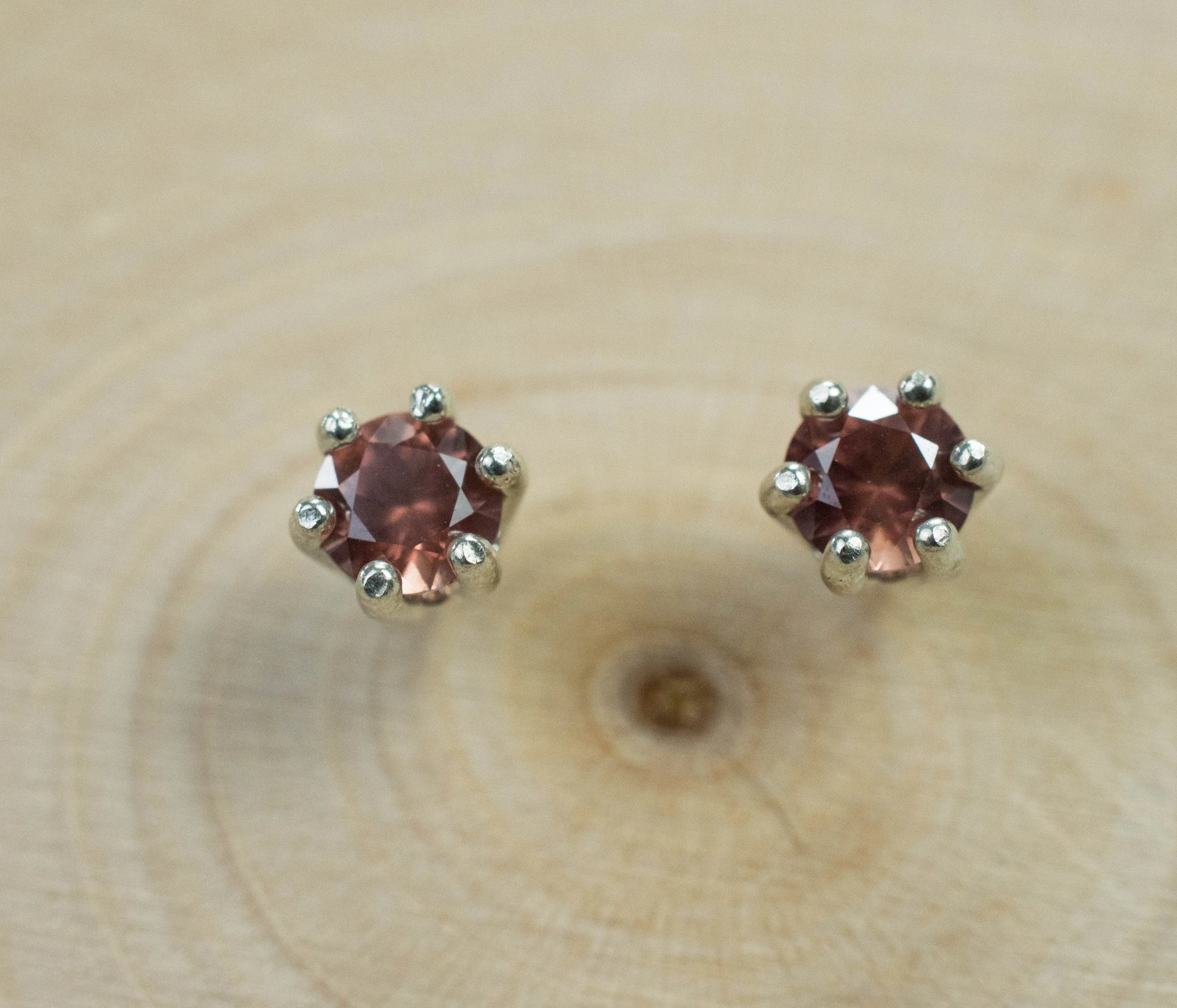 Rose Zircon Earrings; Genuine Untreated Tanzania Pink Zircon; 0.715cts