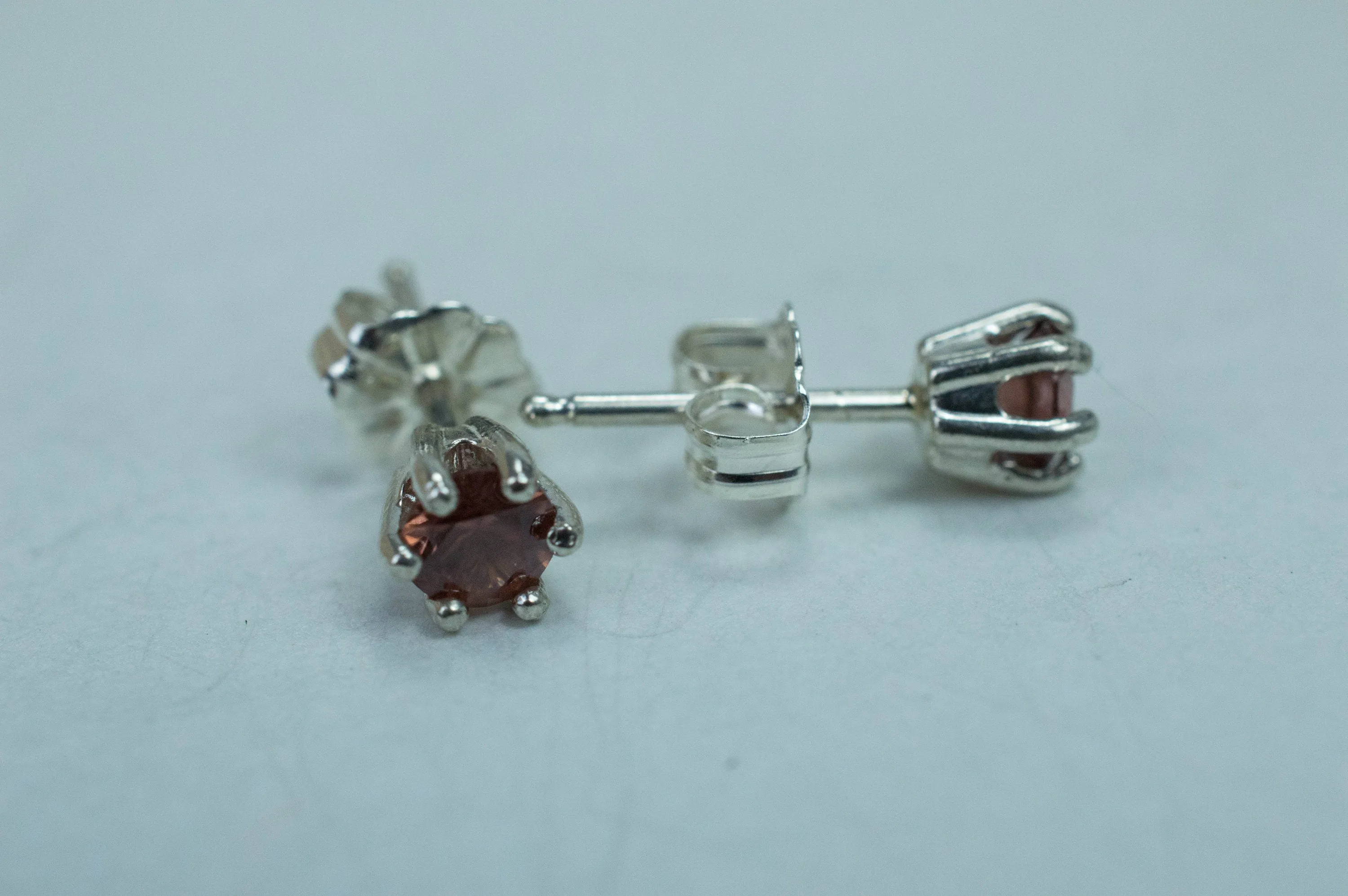 Rose Zircon Earrings; Genuine Untreated Tanzania Pink Zircon; 0.715cts