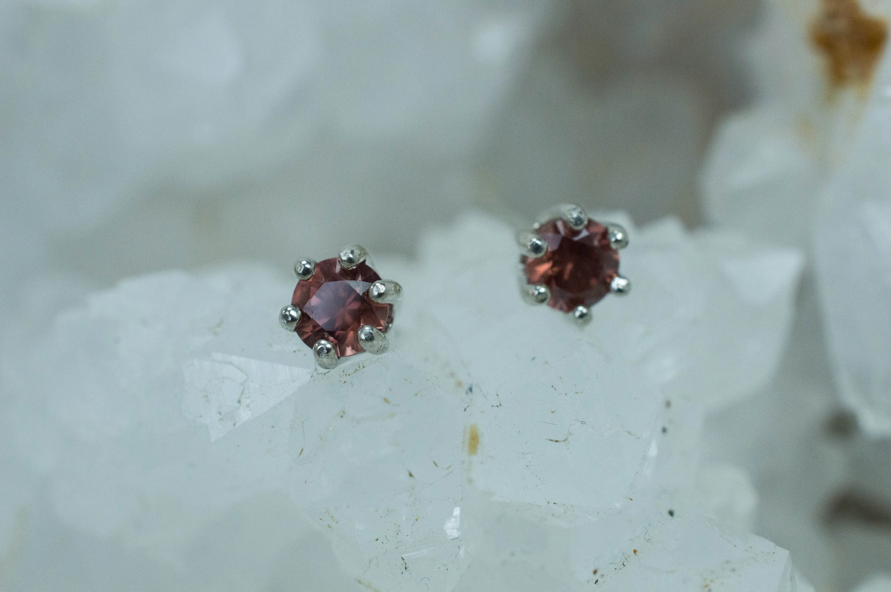 Rose Zircon Earrings; Genuine Untreated Tanzania Pink Zircon; 0.715cts