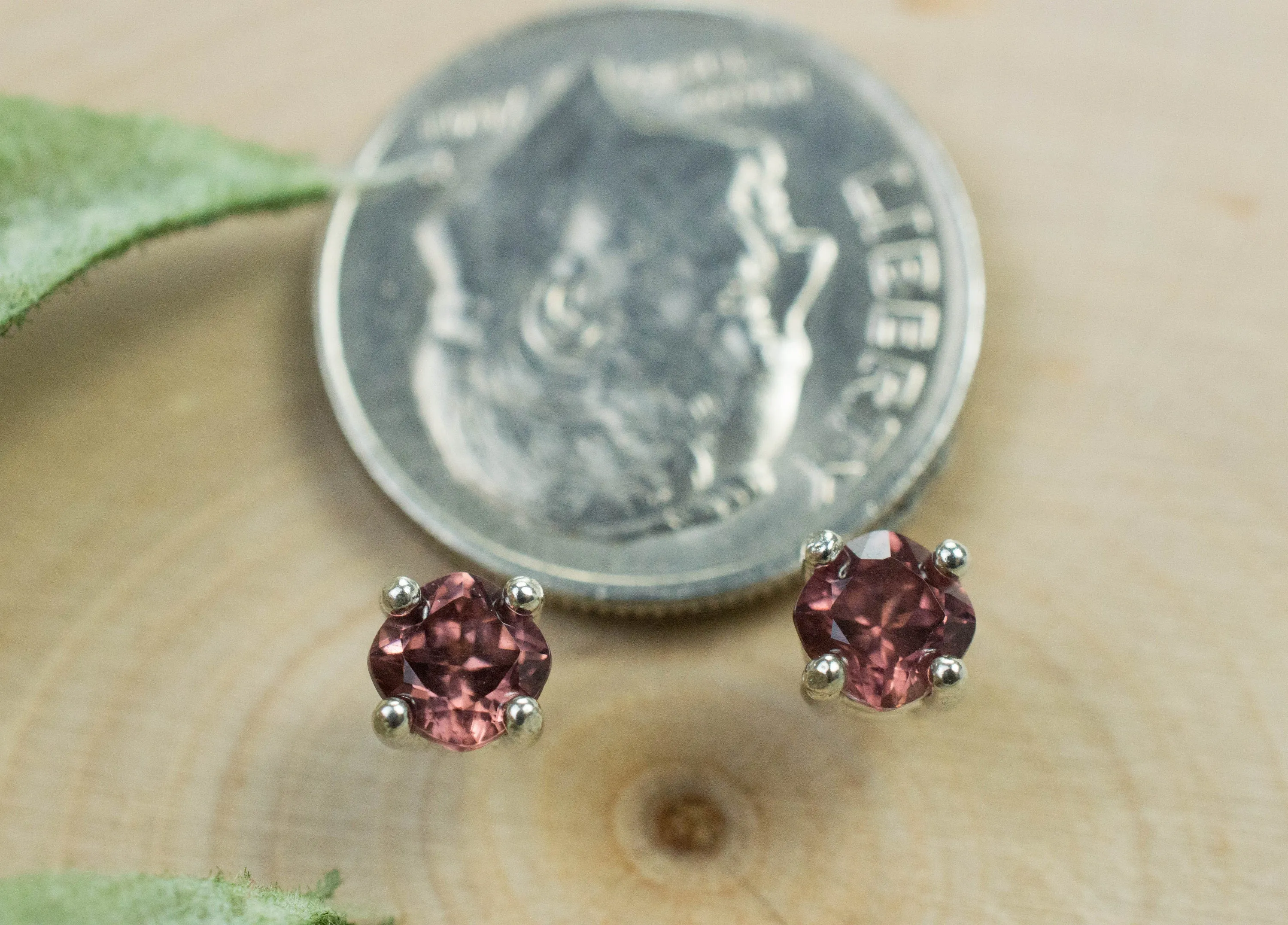 Rose Zircon Earrings; Genuine Untreated Tanzania Pink Zircon; 0.885cts