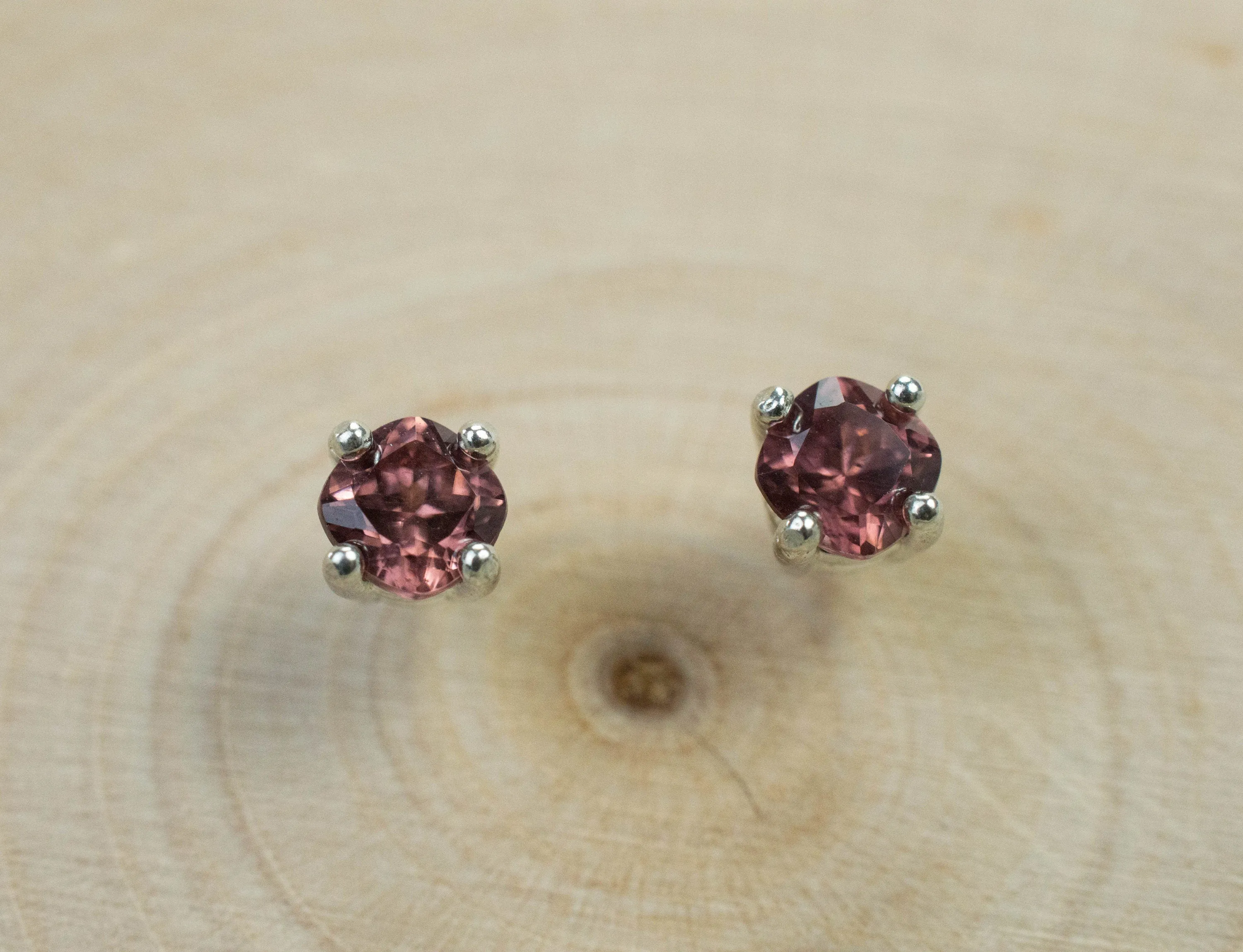 Rose Zircon Earrings; Genuine Untreated Tanzania Pink Zircon; 0.885cts