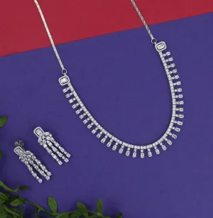 Round Neck Zircon/AD Necklace Set 15325-69