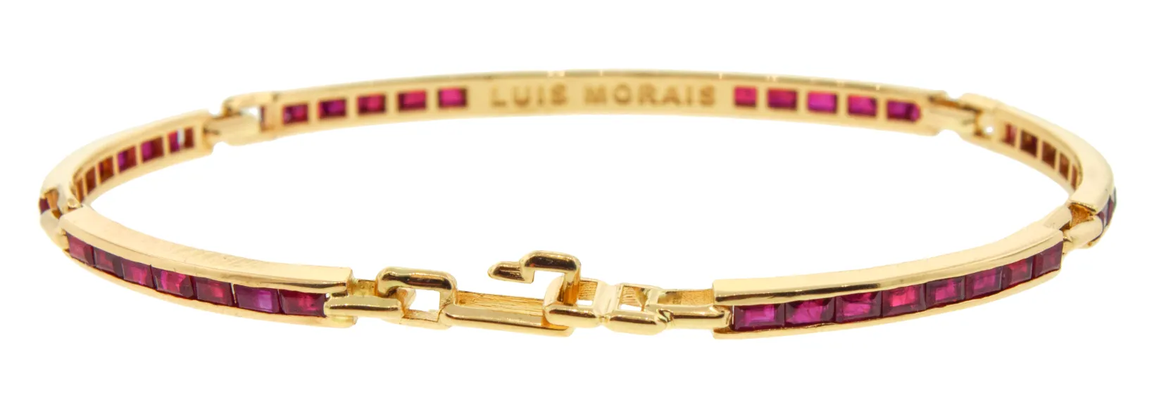 Ruby Baguette Gold Long Link ID Bracelet