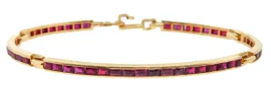 Ruby Baguette Gold Long Link ID Bracelet
