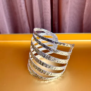 'Ruby' striped metal cuff bracelet