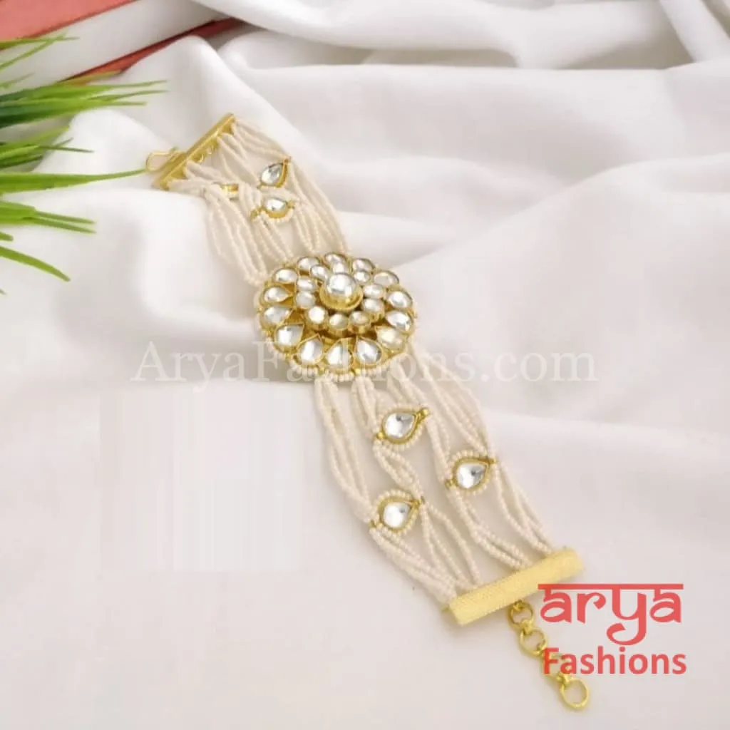 Sakshi Bridal Kundan Jadau Bracelet with Pearls