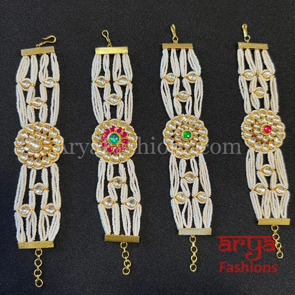 Sakshi Bridal Kundan Jadau Bracelet with Pearls