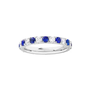 Sapphire & Diamond Eternity Band (1-1/2tcw) - 14K White Gold - by Dazyle
