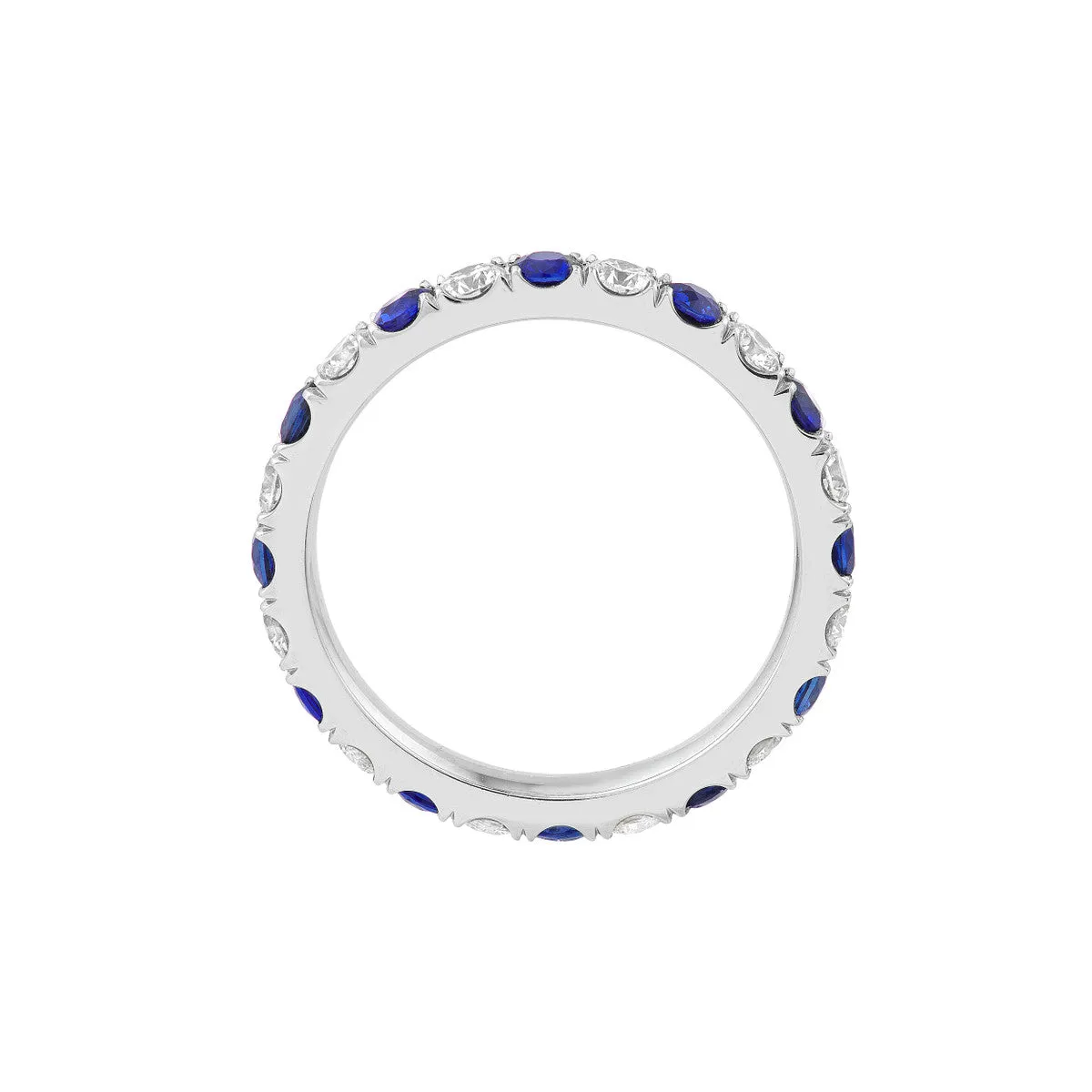 Sapphire & Diamond Eternity Band (1-1/2tcw) - 14K White Gold - by Dazyle