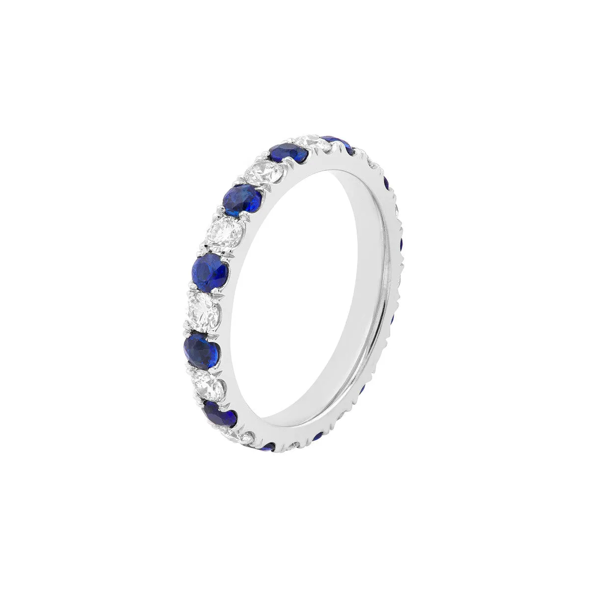 Sapphire & Diamond Eternity Band (1-1/2tcw) - 14K White Gold - by Dazyle