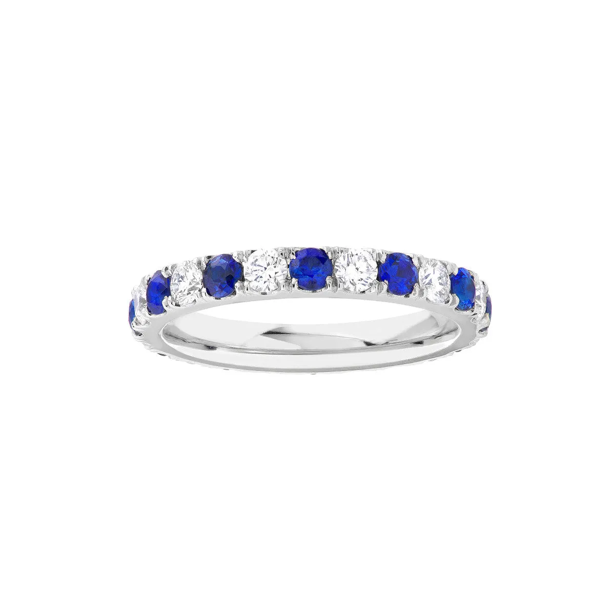 Sapphire & Diamond Eternity Band (1-1/2tcw) - 14K White Gold - by Dazyle