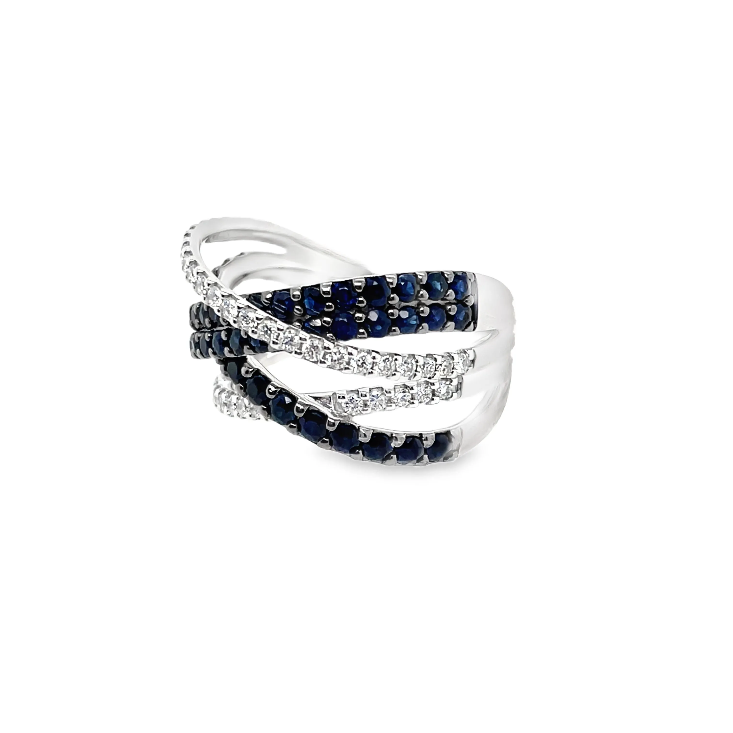 Sapphire and Diamond Criss Cross Ring